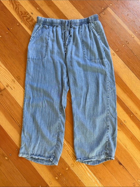 Splendid Pants - Splendid Lyocell Pull On Wide Leg Chambray Cropped Pants Medium